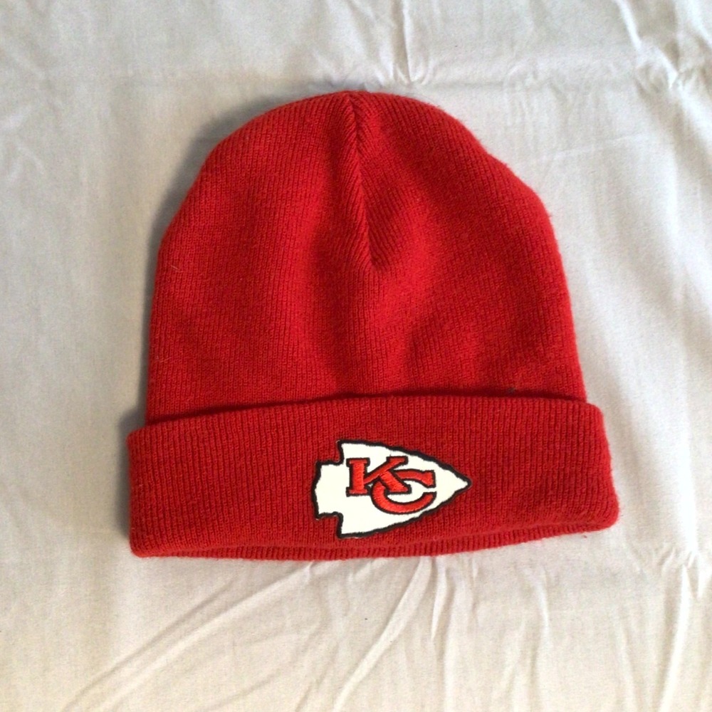 Kansas City Chiefs Football Men's Beanie Hat One Size‎ Red Cuff Knit Winter